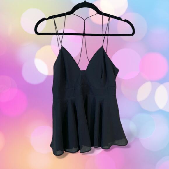 Express Womens Strappy VNeck Babydoll Cami Tank Top Black S Fairy Whimsigoth Y2K - Picture 10 of 10